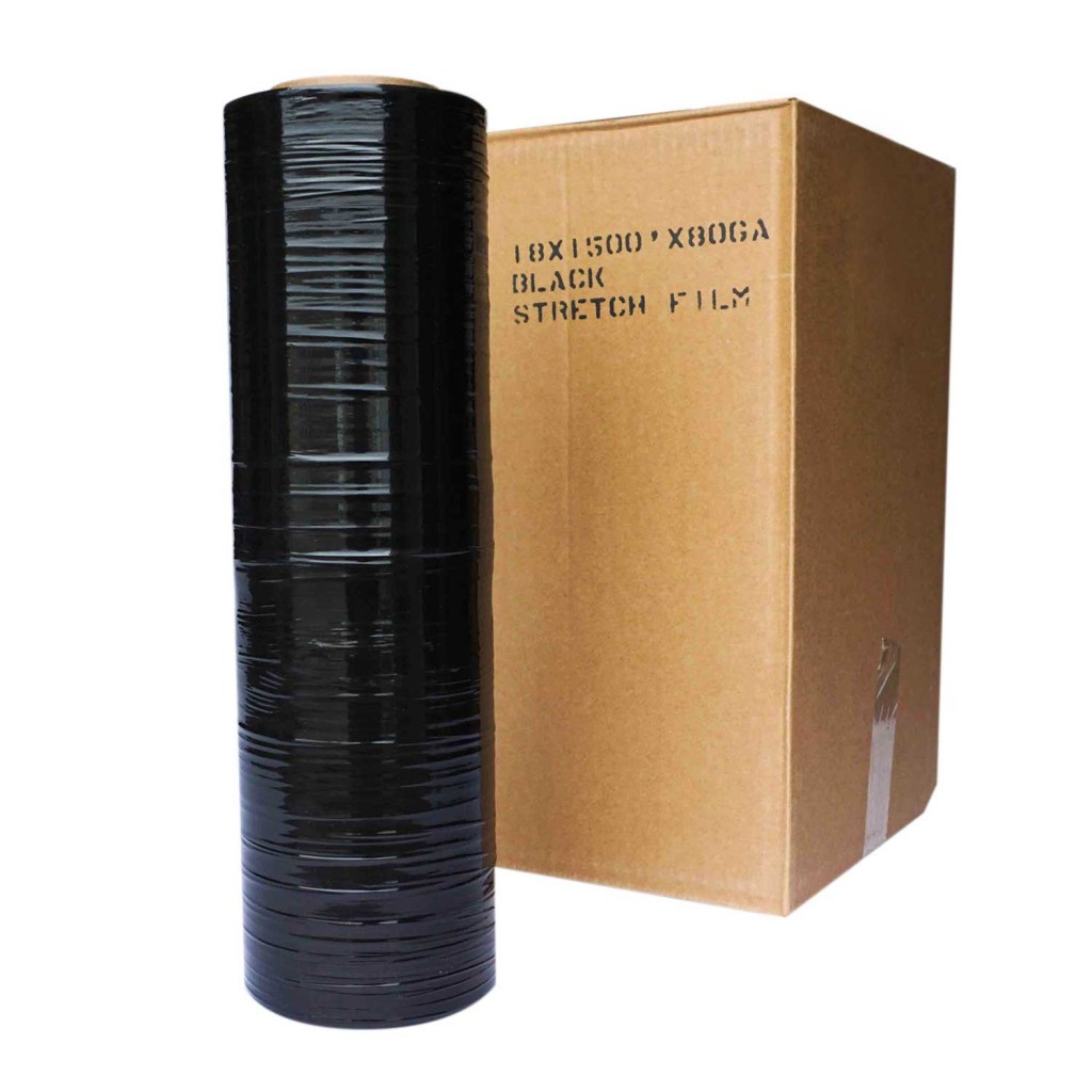Black Hand Stretch Wrap – 18" X 1000' X 120 Gauge, 4 Rolls | Packing & Shipping Film